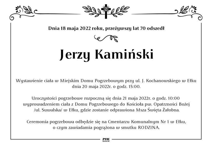 Jerzy Kamiński - nekrolog